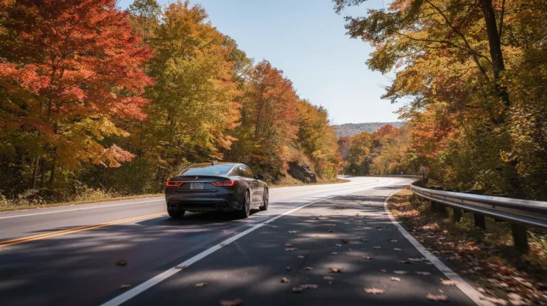 Car on an autumn road