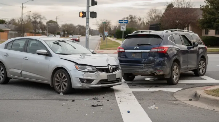 Vehicles after a road collision