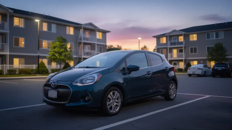 Apartment parking at dusk