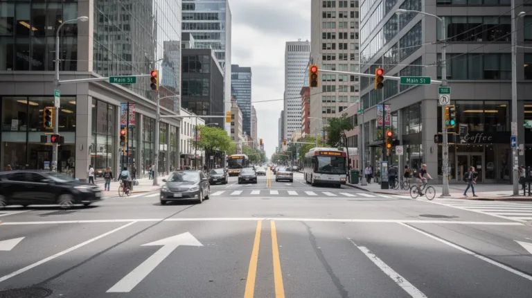 City intersection and traffic